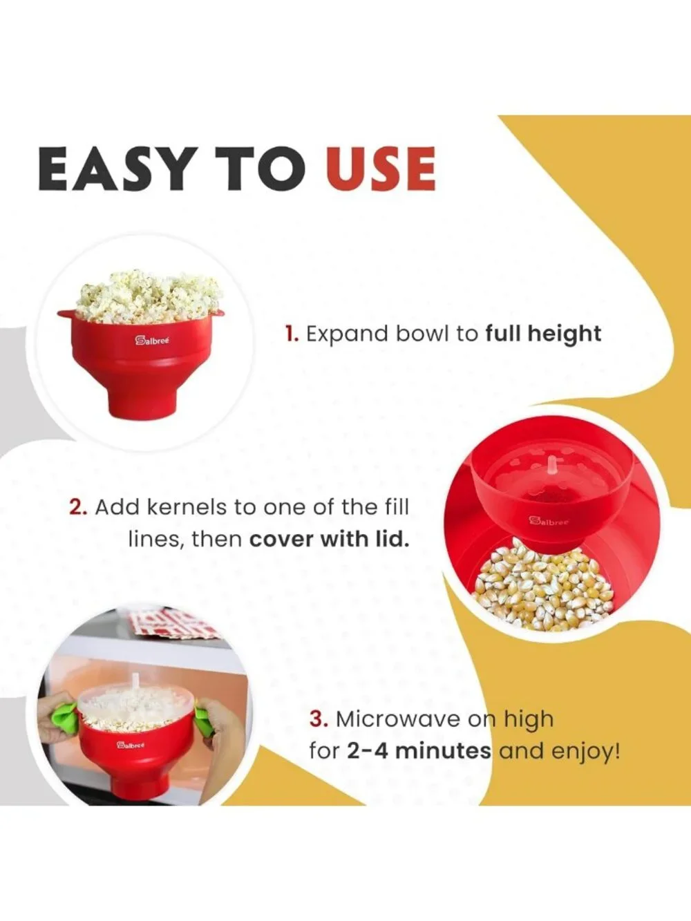 Collapsible Silicone Microwave Popcorn Maker - Oil-Free Hot Air Popper Bowl